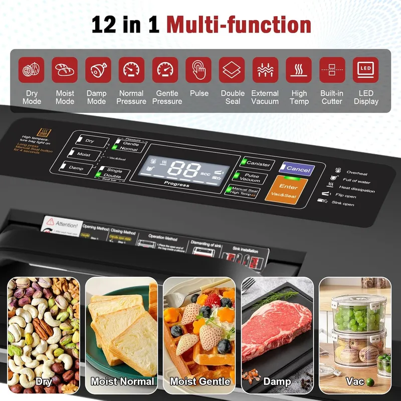 LKKNC 10-in-1Functions & Powerful Sealing System with Double Heat Seal